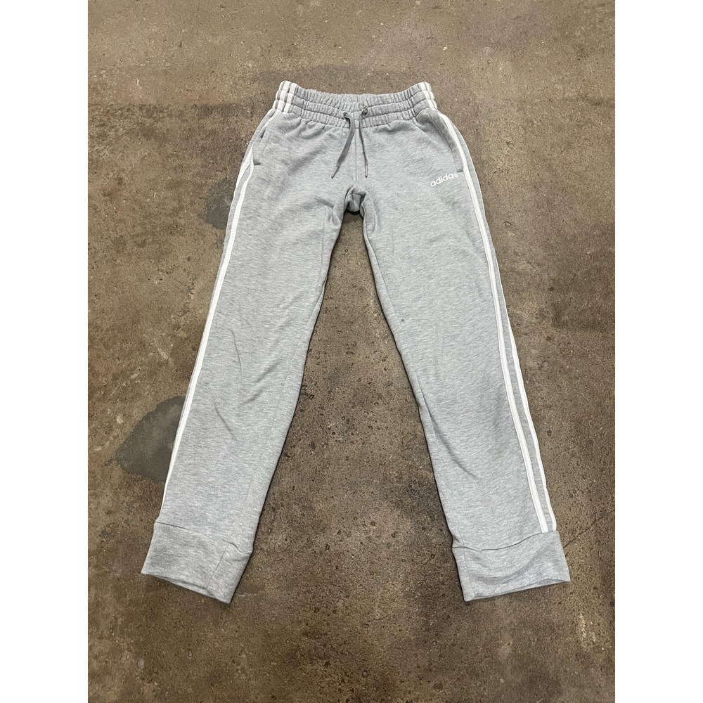 Adidas Sweatpants Youth Small Gray 3-Stripes Jogger Ankle Athletic Gym Play